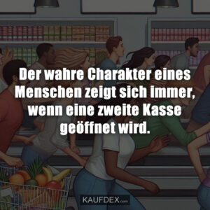 Der wahre Charakter eines Menschen zeigt sich immer, wenn eine zweite Kasse geöffnet wird.