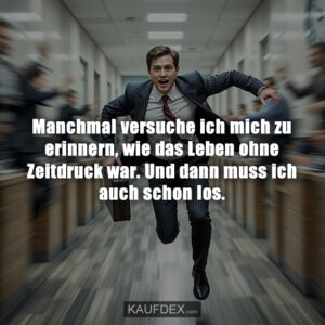 Manchmal versuche ich mich zu erinnern, wie das Leben ohne Zeitdruck war. Und dann muss ich auch schon los.