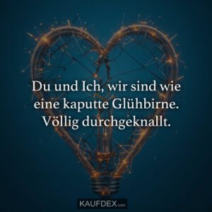 Du und Ich, wir sind wie eine kaputte Glühbirne. Völlig durchgeknallt.