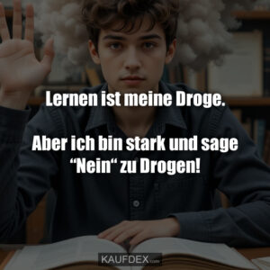 Lernen ist meine Droge. Aber ich bin stark und sage “Nein“ zu Drogen!