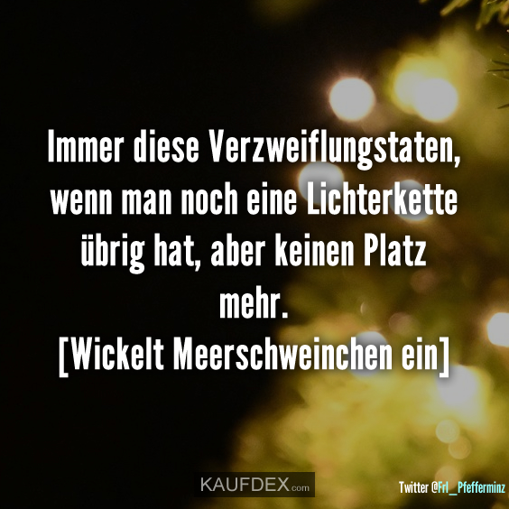 Immer diese Verzweiflungstaten, wenn man noch eine Lichterkette