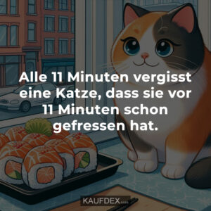 Alle 11 Minuten vergisst eine Katze, dass sie vor 11 Minuten schon gefressen hat.