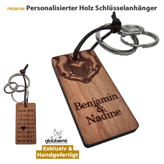 PREMIUM Personalisierter Holz Schlüsselanhänger