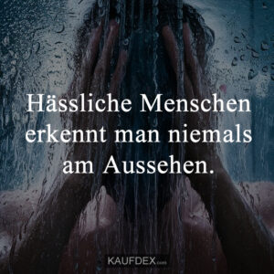 Hässliche Menschen erkennt man niemals am Aussehen.