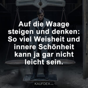Auf die Waage steigen und denken: So viel Weisheit und innere Schönheit kann ja gar nicht leicht sein.