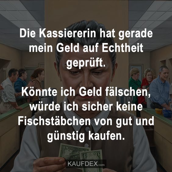 Die Kassiererin hat gerade mein Geld auf Echtheit geprüft…