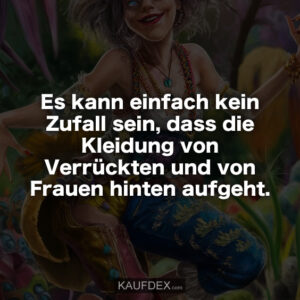Es kann einfach kein Zufall sein, dass die Kleidung von Verrückten und von Frauen hinten aufgeht.