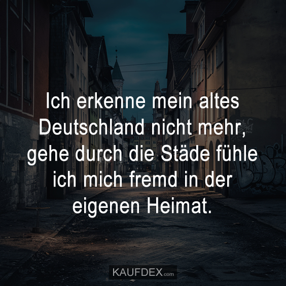 Ich erkenne mein altes Deutschland nicht mehr, gehe durch die Städte…