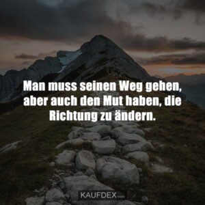 Man muss seinen Weg gehen, aber auch den Mut haben, die Richtung zu ändern.
