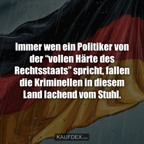 Immer wen ein Politiker von der “vollen Härte des Rechtsstaats” spricht, fallen die Kriminellen in diesem Land lachend vom Stuhl.