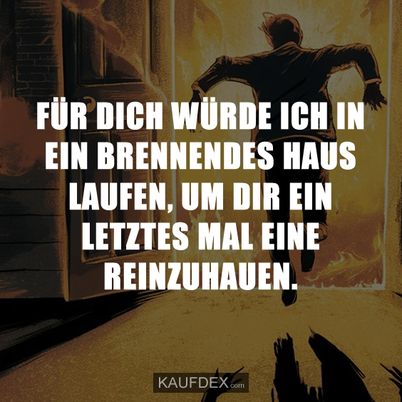 FÜR DICH WÜRDE ICH IN EIN BRENNENDES HAUS…