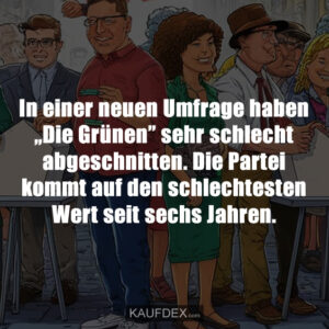 In einer neuen Umfrage haben „Die Grünen” sehr schlecht abgeschnitten. Die Partei kommt auf den schlechtesten Wert seit sechs Jahren.
