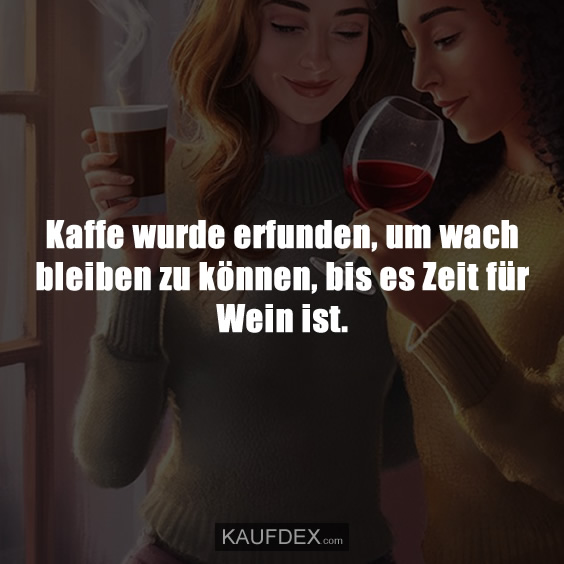 Kaffe wurde erfunden, um wach bleiben zu können, bis es Zeit für Wein ist.