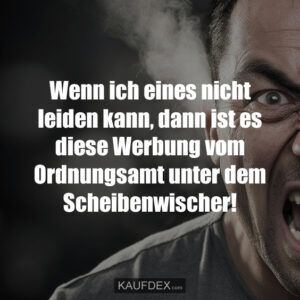 Wenn ich eines nicht leiden kann, dann ist es diese Werbung vom Ordnungsamt unter dem Scheibenwischer!