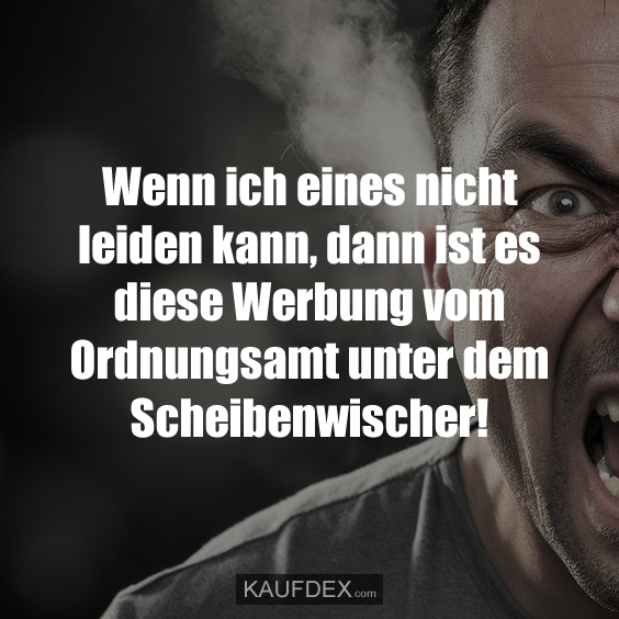 Wenn ich eines nicht leiden kann, dann ist es diese Werbung vom Ordnungsamt unter dem Scheibenwischer!