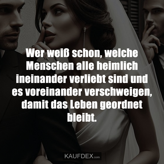 Wer weiß schon, welche Menschen alle heimlich ineinander verliebt sind und es voreinander verschweigen, damit das Leben geordnet bleibt.