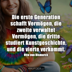 Die erste Generation schafft Vermögen, die zweite verwaltet Vermögen, die dritte studiert Kunstgeschichte, und die vierte verkommt.