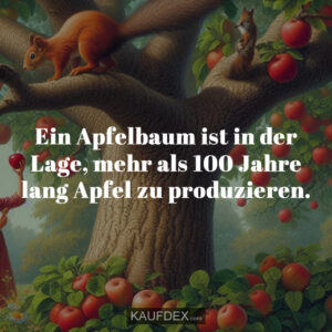 Ein Apfelbaum ist in der Lage, mehr als 100 Jahre lang Apfel zu produzieren.