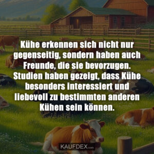 Kühe erkennen sich nicht nur gegenseitig, sondern haben auch Freunde, die sie bevorzugen. Studien haben gezeigt, dass Kühe besonders interessiert und liebevoll zu bestimmten anderen Kühen sein können.