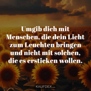 Umgib dich mit Menschen, die dein Licht zum Leuchten bringen und nicht mit solchen, die es ersticken wollen.