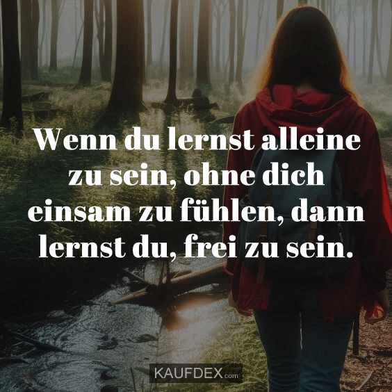 Wenn du lernst alleine zu sein, ohne dich einsam zu fühlen, dann lernst du, frei zu sein.