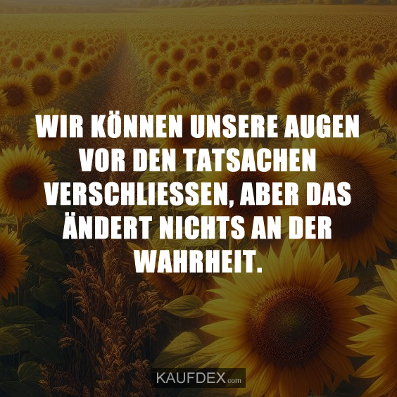 Wir können unsere Augen vor den Tatsachen verschliessen…