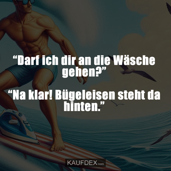 “Darf ich dir an die Wäsche gehen?” “Na klar! Bügeleisen steht da hinten.”