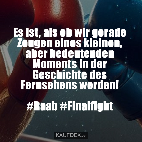 Es ist, als ob wir gerade Zeugen eines kleinen, aber bedeutenden Moments in der Geschichte des Fernsehens werden! #Raab #Finalfight
