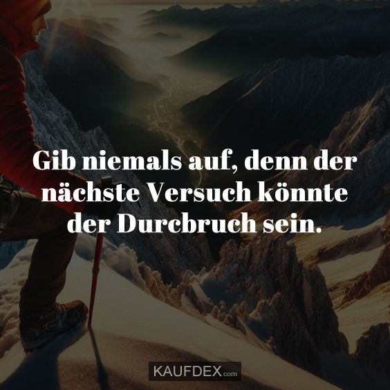 Gib niemals auf, denn der nächste Versuch könnte der Durchbruch sein.