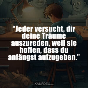“Jeder versucht, dir deine Träume auszureden, weil sie hoffen, dass du anfängst aufzugeben.”