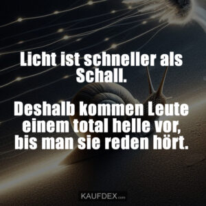 Licht ist schneller als Schall. Deshalb kommen Leute einem total helle vor, bis man sie reden hört.