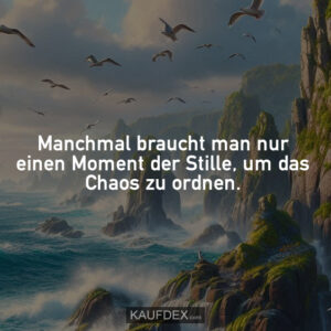 Manchmal braucht man nur einen Moment der Stille, um das Chaos zu ordnen.