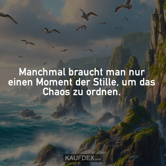 Manchmal braucht man nur einen Moment der Stille, um das Chaos zu ordnen.