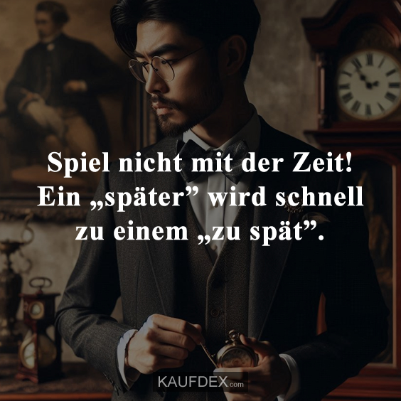 Spiel nicht mit der Zeit! Ein „später” wird schnell zu einem „zu spät”.