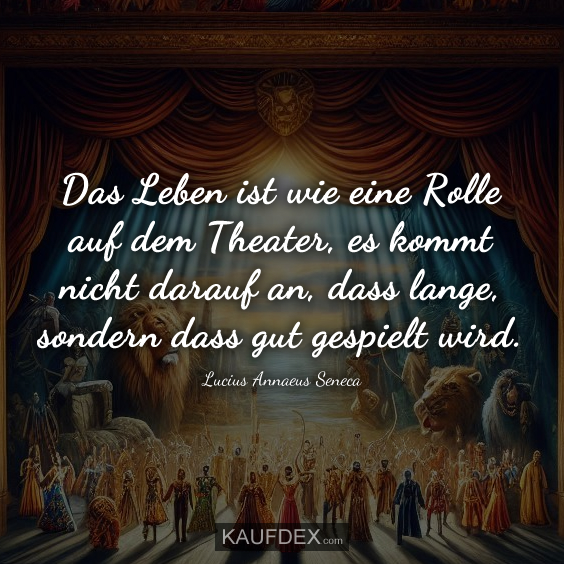 Das Leben ist wie eine Rolle auf dem Theater, es kommt nicht darauf an, dass lange, sondern dass gut gespielt wird.