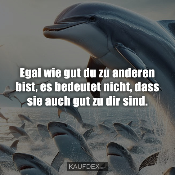Egal wie gut du zu anderen bist, es bedeutet nicht, dass sie auch gut zu dir sind.