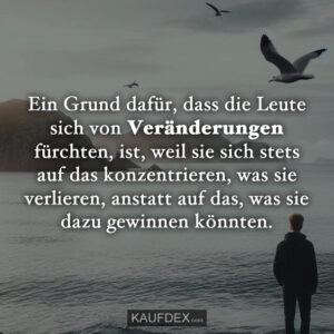 Ein Grund dafür, dass die Leute sich von Veränderungen fürchten, ist, weil sie sich stets auf das konzentrieren, was sie verlieren, anstatt auf das, was sie dazu gewinnen könnten.