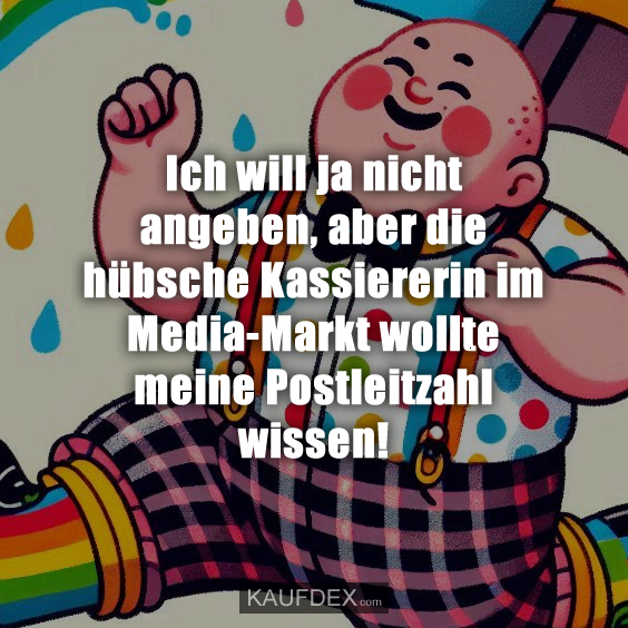 Ich will ja nicht angeben, aber die hübsche Kassiererin im Media-Markt wollte meine Postleitzahl wissen!