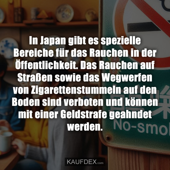 In Japan gibt es spezielle Bereiche für das Rauchen in der Öffentlichkeit…