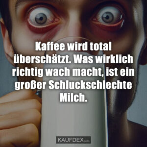 Kaffee wird total überschätzt. Was wirklich richtig wach macht, ist ein großer Schluckschlechte Milch.