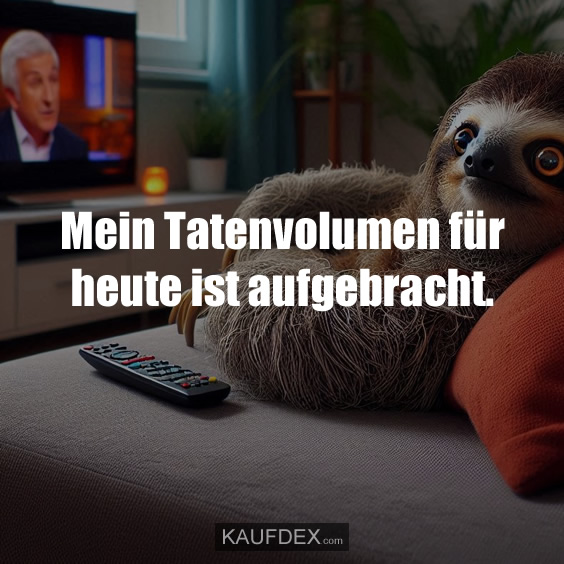 Mein Tatenvolumen für heute ist aufgebracht