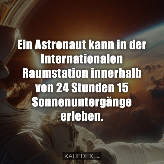 Ein Astronaut kann in der Internationalen Raumstation innerhalb von 24 Stunden 15 Sonnenuntergänge erleben.