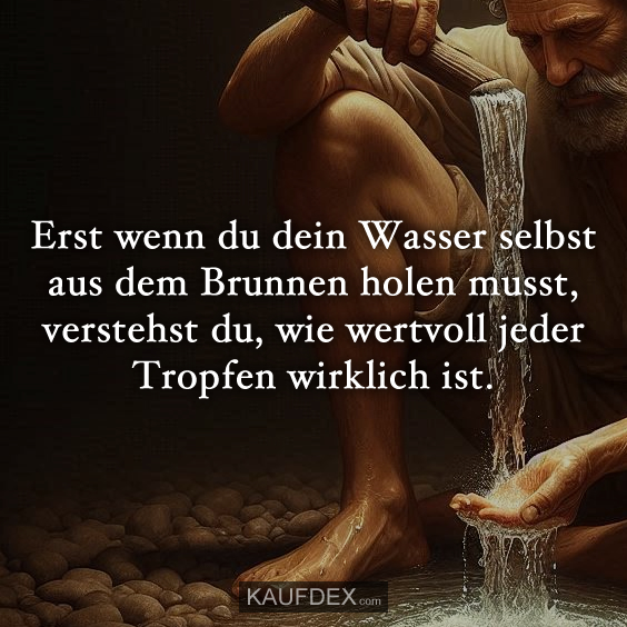 Erst wenn du dein Wasser selbst aus dem Brunnen holen…