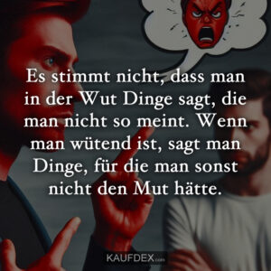 Es stimmt nicht, dass man in der Wut Dinge sagt, die man nicht so meint. Wenn man wütend ist, sagt man Dinge, für die man sonst nicht den Mut hätte.