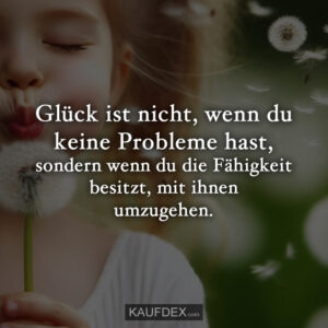 Glück ist nicht, wenn du keine Probleme hast, sondern wenn du die Fähigkeit besitzt, mit ihnen umzugehen.