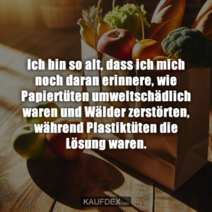 Ich bin so alt, dass ich mich noch daran erinnere, wie Papiertüten umweltschädlich waren und Wälder zerstörten, während Plastiktüten die Lösung waren.