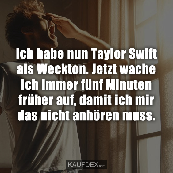 Ich habe nun Taylor Swift als Weckton. Jetzt wache ich immer fünf Minuten früher auf, damit ich mir das nicht anhören muss.