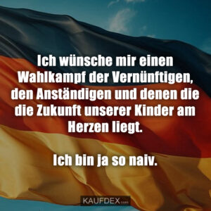 Ich wünsche mir einen Wahlkampf der Vernünftigen, den Anständigen und denen die die Zukunft unserer Kinder am Herzen liegt. Ich bin ja so naiv.