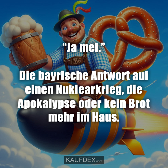 “Ja mei.” Die bayrische Antwort auf einen Nuklearkrieg, die Apokalypse oder kein Brot mehr im Haus.