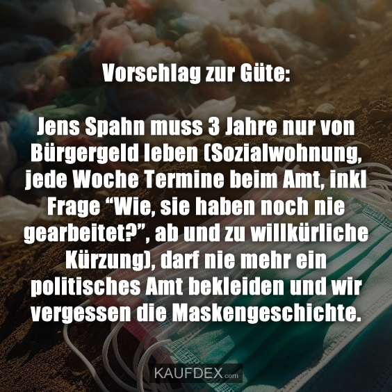 Vorschlag zur Güte: Jens Spahn muss 3 Jahre nur von Bürgergeld leben…